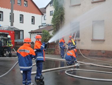 Bild: Brandbekämpfung und Menschenrettung werden von Jugendwehr perfekt gemeistert.