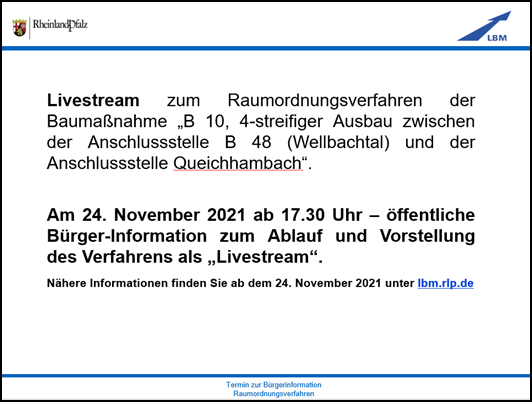Livestream Raumordnungsverfahren B 10